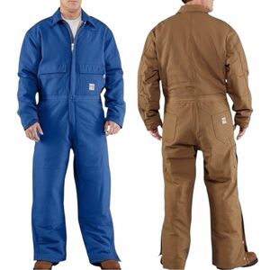 NWT Carhartt Flame Resistant Quilt Lined Duck Coveralls XL Royal Blue